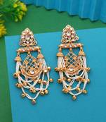White color long kasmiri earrings
