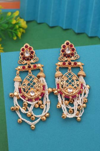 Rani color long kasmiri earrings