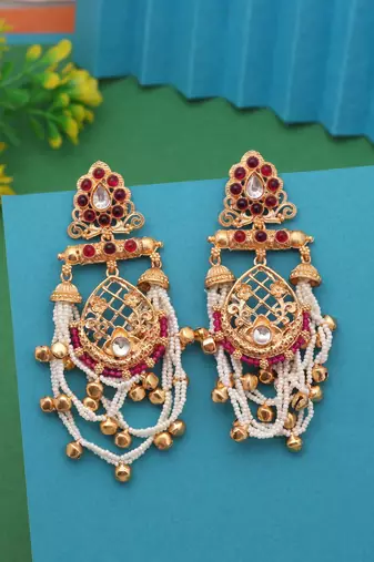 Rani color long kasmiri earrings