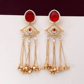 Red color long kasmiri earrings 1