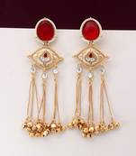 Red color long kasmiri earrings