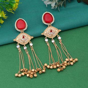 Red color long kasmiri earrings 2