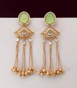 Pista green color long kasmiri earrings