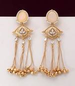 Peach color long kasmiri earrings