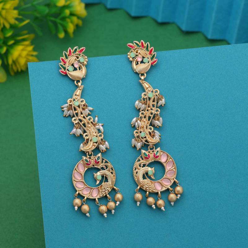 Pink color amrapali earrings