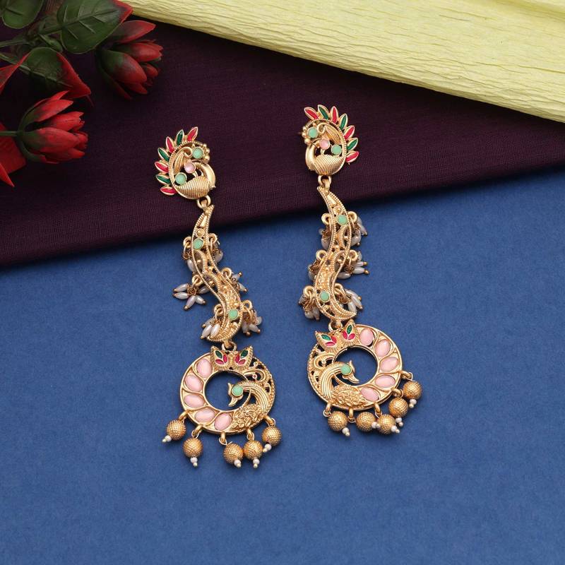 Pink color amrapali earrings
