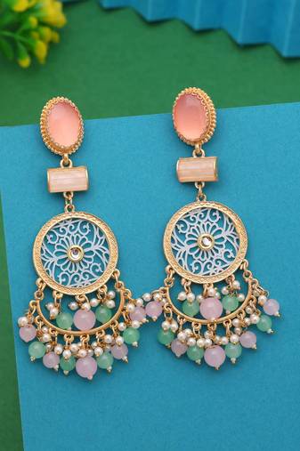 Pink & pista green color amrapali earrings