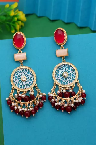 Maroon color amrapali earrings