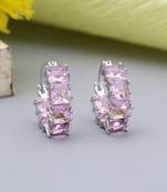 Pink color american diamond earrings