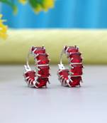 Red color american diamond earrings