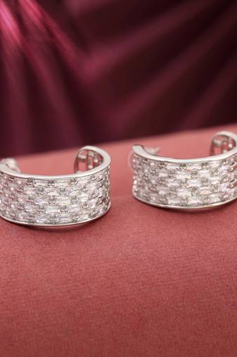 Silver color american diamond earrings