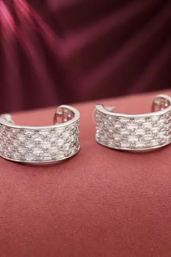 Silver color american diamond earrings