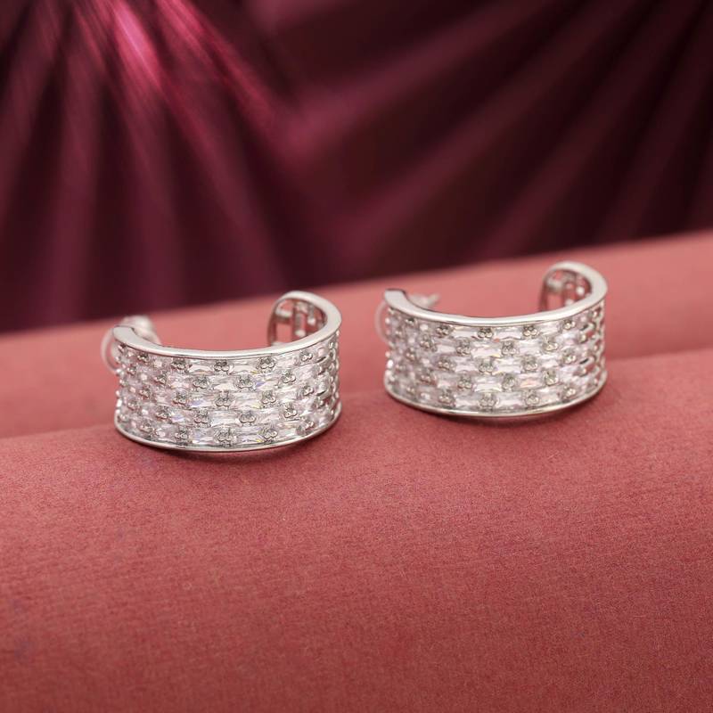 Silver color american diamond earrings