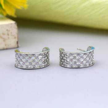 Silver color american diamond earrings 2