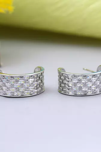 Silver color american diamond earrings