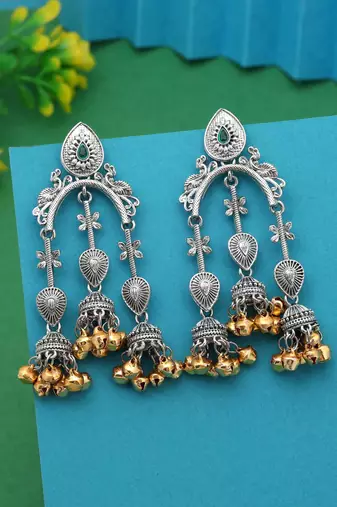 Green color oxidised earrings