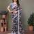 Grey Color Digital Printed Chiffon Saree