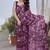 Plum Color Digital Printed Chiffon Saree