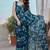 Teal Color Digital Printed Chiffon Saree