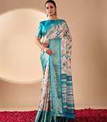 Soft Lichi Silk Digital Printed Women's' Saree With blouse Set