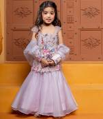 Pink embroidered  organza lehenga