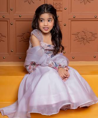Pink embroidered  organza lehenga 4