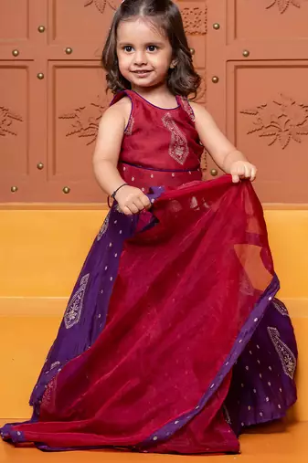 Multicolor embroidered  chanderi silk lehenga