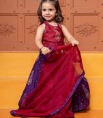 Multicolor embroidered  chanderi silk lehenga