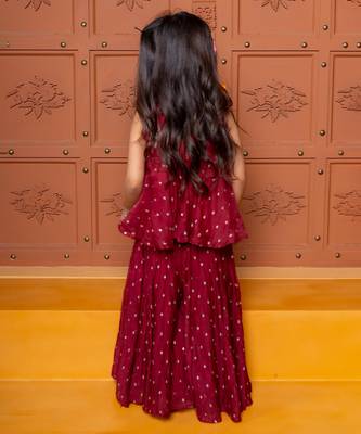 Maroon embroidered  chanderi silk co ord set 2