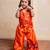 Orange embroidered  silk co ord set