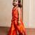 Orange embroidered  silk co ord set