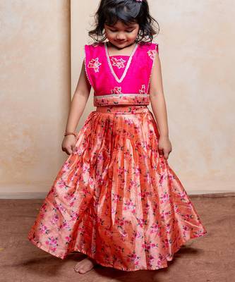 Multicolor printed silk lehenga 1