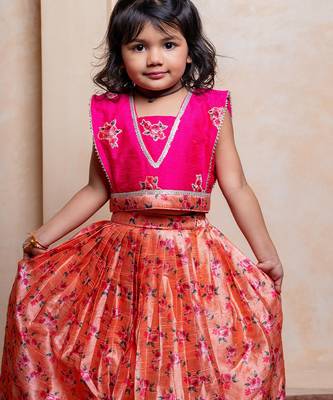 Multicolor printed silk lehenga 2