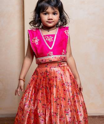 Multicolor printed silk lehenga 3