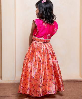 Multicolor printed silk lehenga 4