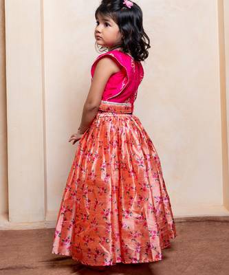 Multicolor printed silk lehenga 5