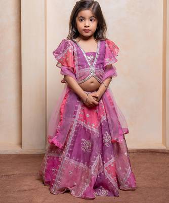 Lavender embroidered  organza lehenga 1