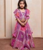 Lavender embroidered  organza lehenga