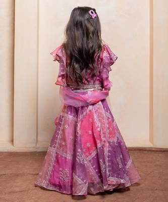 Lavender embroidered  organza lehenga 2