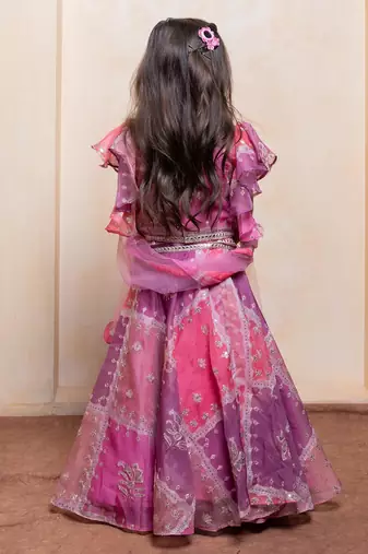 Lavender embroidered  organza lehenga