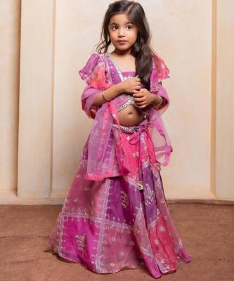 Lavender embroidered  organza lehenga 3