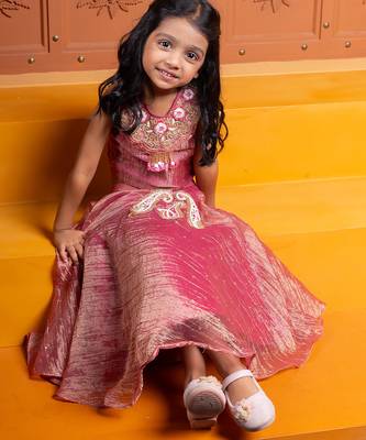 Pink embroidered  tissue lehenga 5