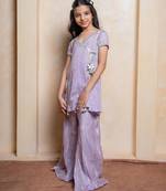 Lavender embroidered  organza  kurta set
