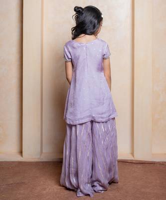 Lavender embroidered  organza  kurta set 4