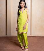 Green embroidered  georgette  kurta set