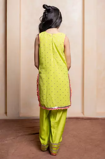 Green embroidered  georgette  kurta set