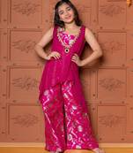 Pink embroidered  georgette three Piece co ord set