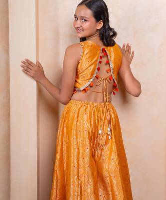 Yellow embroidered  brocade co ord set 2