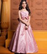 Pink embroidered  brocade lehenga