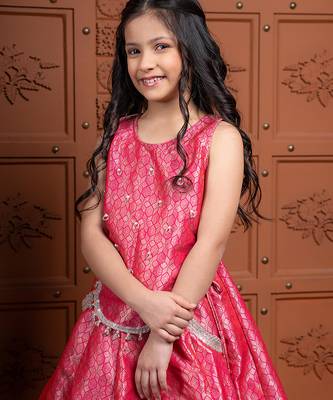 Pink and orange embroidered  brocade Co Ord Set 5